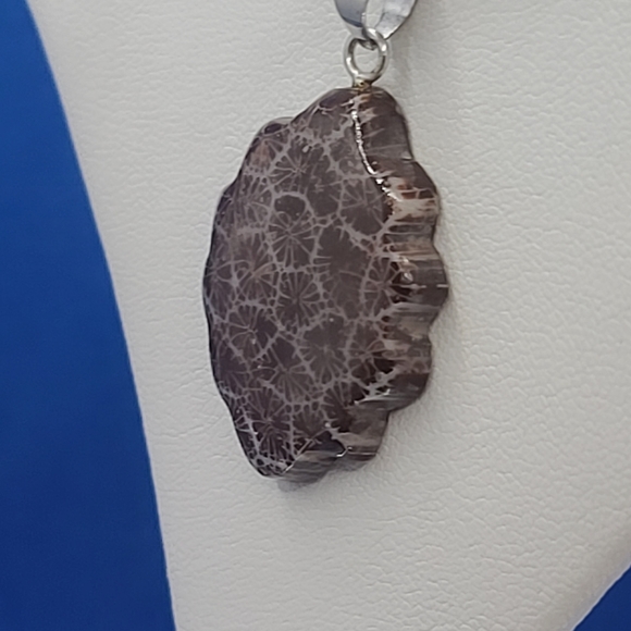 NEW Sponge Coral Brown Fancy Pendant in Sterling Silver - Picture 5 of 11